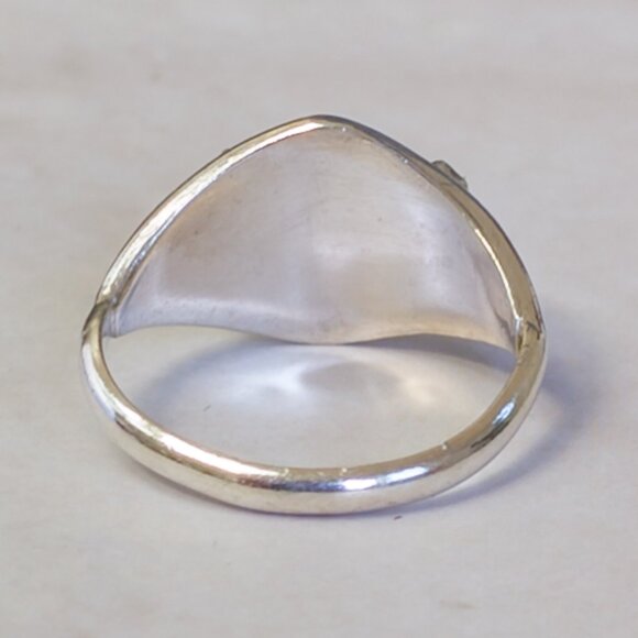 Sterling Silver Turquoise Trio Ring, Sz 5.25 — Southwest serrated bezel - Picture 6 of 13